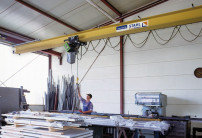 Кран подвесной электрический однобалочный (кран мостовой подвесной), используется таль канатная или таль цепная. Фото 12.